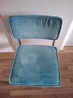 Turkoois buisframe ribstof stoel, Huis en Inrichting, Stoelen, Ophalen, Gebruikt, Blauw, Eén