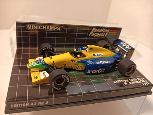 F1 Benetton Ford b191 m.schumacher 1991 Minichamps 1,43, Hobby en Vrije tijd, Modelauto's | 1:43, Zo goed als nieuw, Auto, MiniChamps