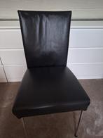 Zwart leren eetkamerstoel - Bert Plantagie, Huis en Inrichting, Stoelen, Ophalen, Gebruikt, Zwart, Vier