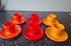 6 vintage eierdopjes Emsa, 2x rood, 2x oranje en 2x  geel, Verzamelen, Retro, Ophalen, Huis en Inrichting