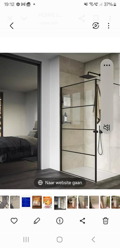 Moderne Douchewand met Zwarte Frame, Huis en Inrichting, Badkamer | Badkamermeubels, Nieuw, Overige typen, 150 tot 200 cm, 50 tot 100 cm