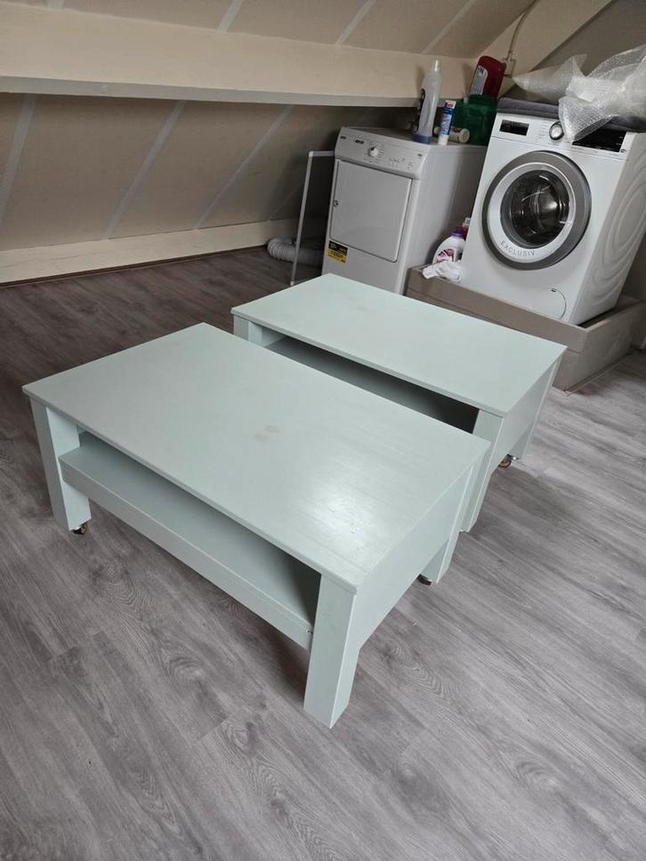 Grenenhouten Salontafels - verrijdbaar - overschilderbaar, Huis en Inrichting, Tafels | Salontafels, Gebruikt, Minder dan 50 cm