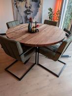 Ronde Massief Houten Eettafel - Ø 150cm, Ophalen, Eikenhout, Rond, Zo goed als nieuw