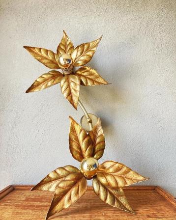 Vintage Willy Daro messing bloemenlamp beschikbaar voor biedingen