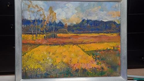 Jaap Hiddink - Bollenveld - Olieverf op doek, Antiek en Kunst, Kunst | Schilderijen | Klassiek, Ophalen of Verzenden