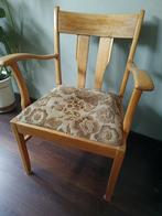 Vintage houten stoel met armleuningen, Ophalen, Gebruikt, Bruin, Eén