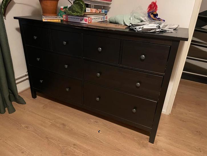 Zwarte ikea Hemnes ladekast, Huis en Inrichting, Kasten | Ladekasten, Gebruikt, Minder dan 100 cm, 25 tot 50 cm, 5 laden of meer