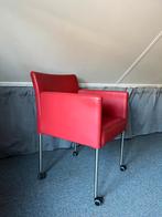 Gelderland Lucca Eetkamerstoel - Rood Leer, Leer, Ophalen of Verzenden, Zo goed als nieuw, Gelderland