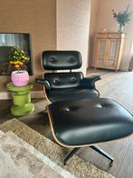 Eames chair + Ottoman replica zwart/walnoot, Ophalen, Gebruikt, Hout