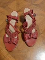Allan K. gevlochten leren sandalen maat 41 rood, Zo goed als nieuw, Allan K., Rood, Sandalen of Muiltjes