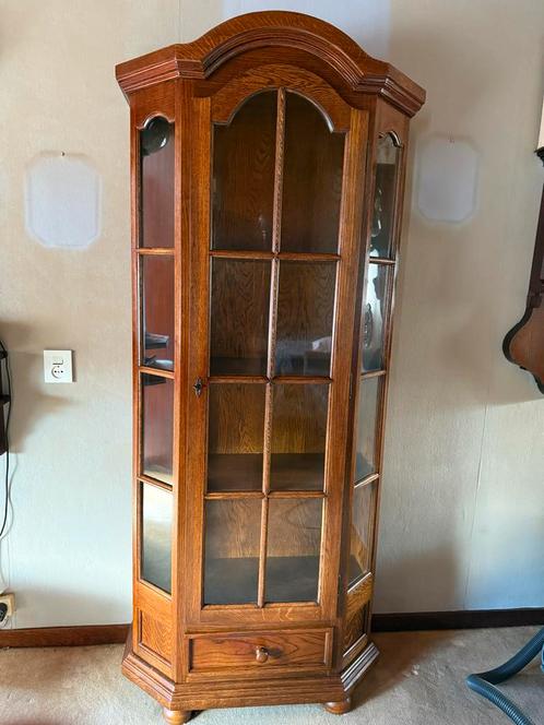 Antieke vitrinekast met glazen deuren, Huis en Inrichting, Kasten | Vitrinekasten, Gebruikt, 150 tot 200 cm, 100 tot 150 cm, 25 tot 50 cm