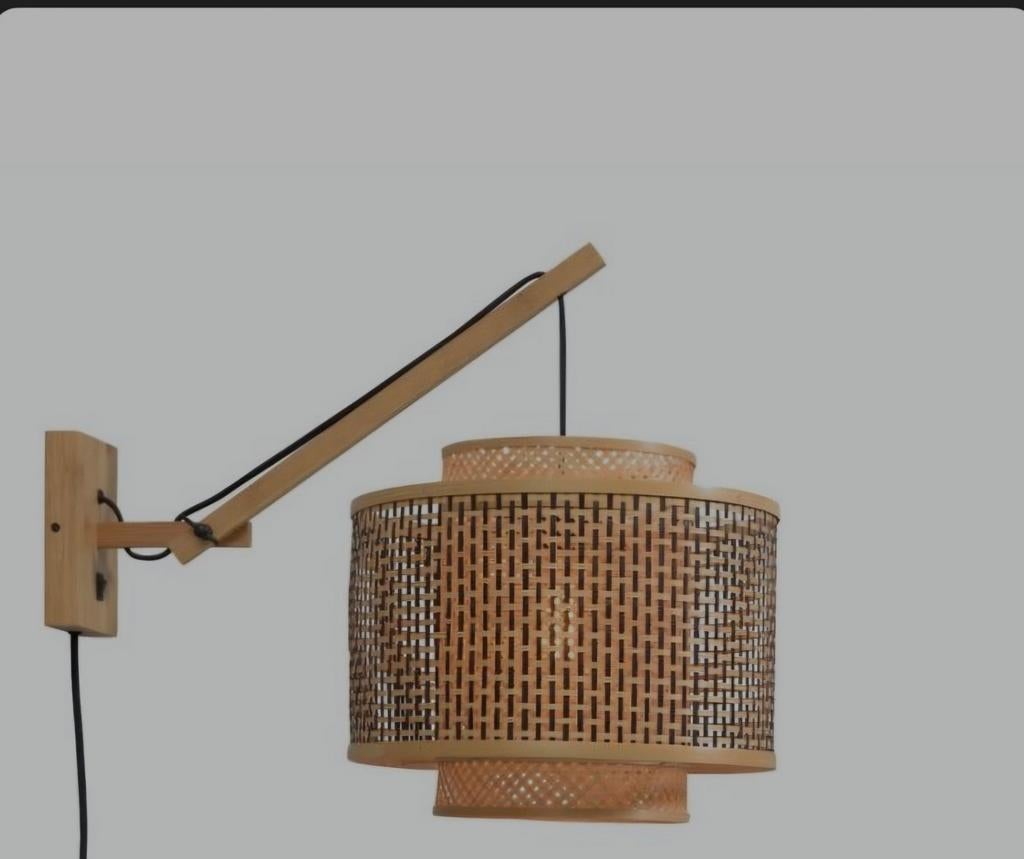 Mooie bamboe wandlamp van Good en Mojo - Zo goed als nieuw!, Huis en Inrichting, Lampen | Wandlampen, Zo goed als nieuw, Hout