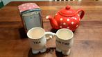 Theeset Rood met witte stippen Tea for Two, Gebruikt, Keramiek, Overige typen, Ophalen of Verzenden