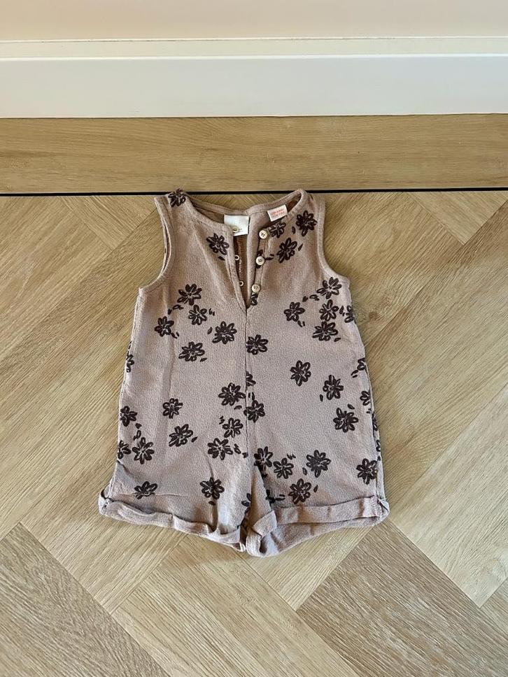 Z.g.a.n. Bruin pakje / jumpsuit van Zara met print, maat 92, Kinderen en Baby's, Kinderkleding | Maat 92, Zo goed als nieuw, Meisje