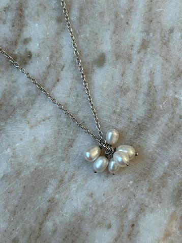925 sterling zilveren ketting met zoetwaterparels beschikbaar voor biedingen