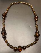 Vintage amber/schildpad kleur bakeliet?, Lucite? ketting., Ophalen of Verzenden, Overige materialen, Ketting