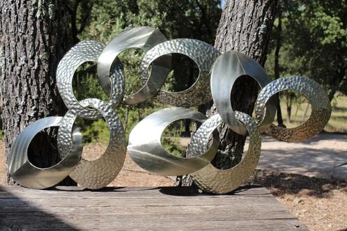 Brocante - Metalen kunstwerk, Space Age!, Antiek en Kunst, Kunst | Designobjecten, Ophalen