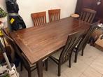 Houten Eettafel met Stoelen, Huis en Inrichting, Ophalen, Gebruikt, 100 tot 150 cm, Eikenhout