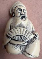 Vintage netsuke, man met waaier, Ophalen of Verzenden
