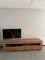 Tv meubel van massief eiken met een robuust en modern design, Ophalen, Gebruikt, Eikenhout, Robuust en modern strak design