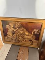 Gouden Schilderijtje met Leeuw en Engel, Antiek en Kunst, Kunst | Schilderijen | Klassiek, Ophalen of Verzenden