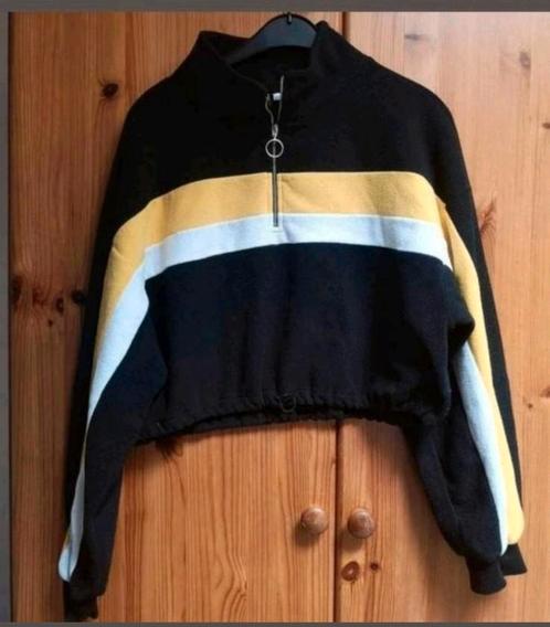 ✅️ H&M Cropped-Crewneck fleece trui Maat L, Kleding | Dames, Truien en Vesten, Zo goed als nieuw, Maat 42/44 (L), Zwart, Ophalen of Verzenden
