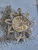 Antieke glazen kerstbal met tinsel, Diversen, Kerst, Ophalen of Verzenden, Gebruikt