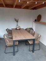 Tafel eiken 220x100x78 cm stalen frame, rechte poten, nieuw, Ophalen, 50 tot 100 cm, Vijf personen of meer, Eikenhout