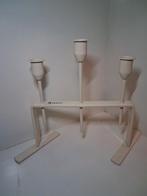 Stijlvolle crèmekleurige 3-armige design kandelaar - 22x29cm, Wit, Ophalen of Verzenden, Zo goed als nieuw, Metaal