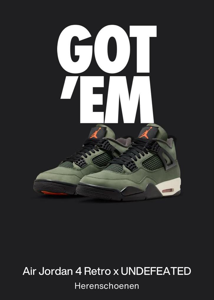Air Jordan 4 Retro x UNDFTD - Maat 46, Kleding | Heren, Schoenen, Nieuw, Sneakers of Gympen, Overige kleuren, Ophalen of Verzenden