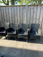 Rotan tuinstoelen zwart 4 stuks casaria kussens, Ophalen, Zo goed als nieuw, Rotan