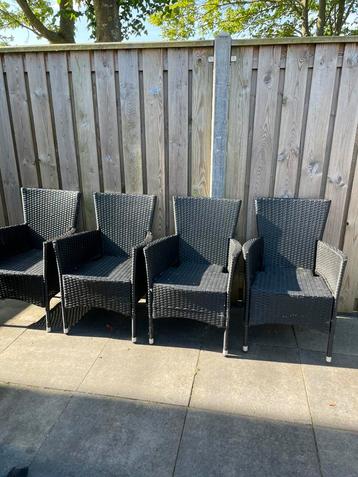 Rotan tuinstoelen zwart 4 stuks casaria kussens beschikbaar voor biedingen