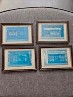 Set van 4 vintage prenten van Franse winkels, Antiek en Kunst, Kunst | Etsen en Gravures, Ophalen