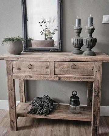 ~Stoer Sober Landelijk Houten Sidetable/Wandtafel~ beschikbaar voor biedingen