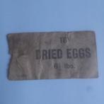 Voedseldropping label  operatie manna dried eggs nr. 18, Verzamelen, Ophalen of Verzenden, Luchtmacht, Nederland, Overige typen
