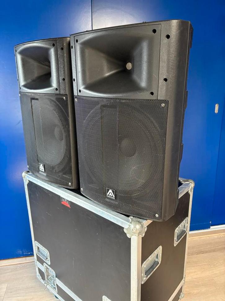 3x Master Audio M15PA Actieve Speakers in Flightcase, Audio, Tv en Foto, Luidsprekers, Gebruikt, Overige typen, 120 watt of meer