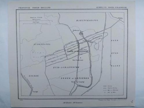 30 / Noord Scharwoude Oudkarspel Broek op Langedijk uit 1865, Antiek en Kunst, Kunst | Litho's en Zeefdrukken, Ophalen of Verzenden