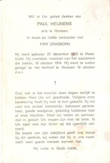 Maastricht 1928 - Horssen 1974 Paul Heijnens beschikbaar voor biedingen