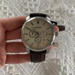 Fossil BQ1280 bruin horloge vintage style, Overige merken, Leer, Staal, Polshorloge