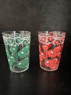 Vintage Glazen met Bloemenmotief (2 stuks), Glas of Glazen, Ophalen of Verzenden, Overige stijlen, Glas