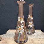 Art Nouveau glazen vazen, Legras, met emaille bloemdecoratie, Antiek en Kunst, Ophalen of Verzenden