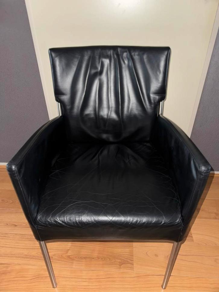 Stijlvolle zwarte eetkamerstoel 6x, Huis en Inrichting, Stoelen, Gebruikt, Vijf, Zes of meer stoelen, Leer, Zwart, Ophalen