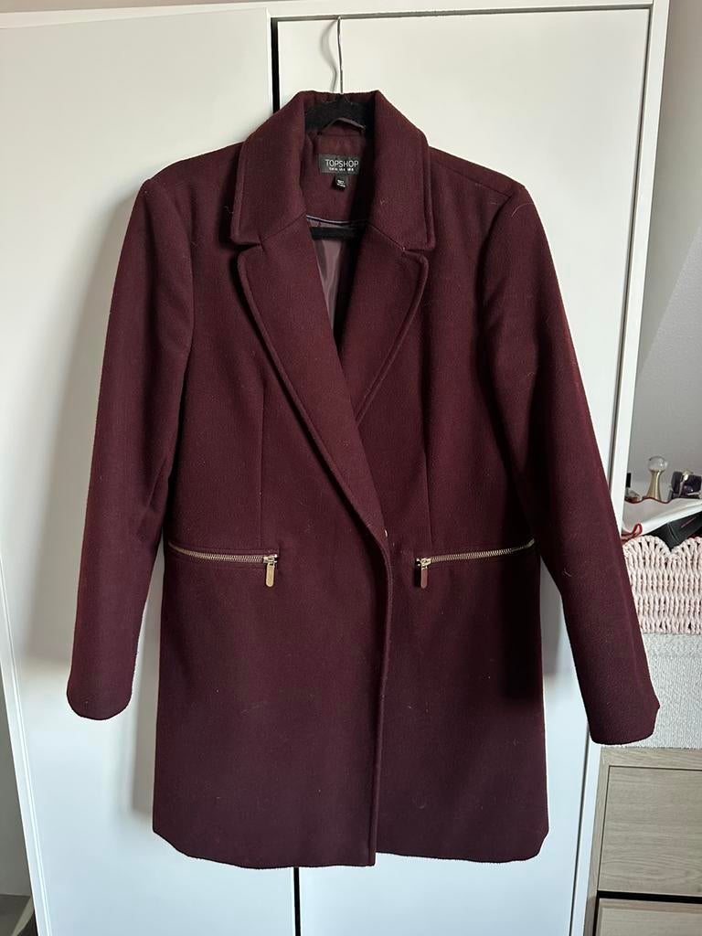 Prachtige bordeaux rode manteljas maat S, Kleding | Dames, Ophalen of Verzenden, Zo goed als nieuw