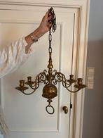 Koperen 6-armige Kaarsen Kroonluchter, Huis en Inrichting, Lampen | Kroonluchters, Ophalen, Zo goed als nieuw