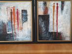 2 schilderijen inclusief lijst. . 60x70 cm., Antiek en Kunst, Kunst | Schilderijen | Abstract, Ophalen