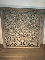 Mandala lichtgrjjze houtsnijwerk 90x90  met lotusbloem, Huis en Inrichting, Ophalen of Verzenden, Gebruikt
