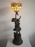 Art Nouveau lamp F. Flora Meisje met Maltezer leeuwtje 1890, Ophalen