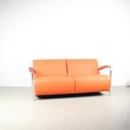 1x Leolux Scylla 2 Zits Bank Oranje/Wit Leer – Chroom, Niet ingevuld, 150 tot 200 cm, Niet ingevuld, Tweepersoons