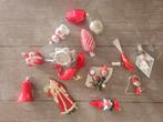 Oude kerstballen rood zilver tinsel kerstman, Diversen, Kerst, Ophalen of Verzenden, Gebruikt