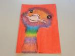 Kunst Tekening “Vrolijke Vogel” MEdO. Softpastel., Ophalen